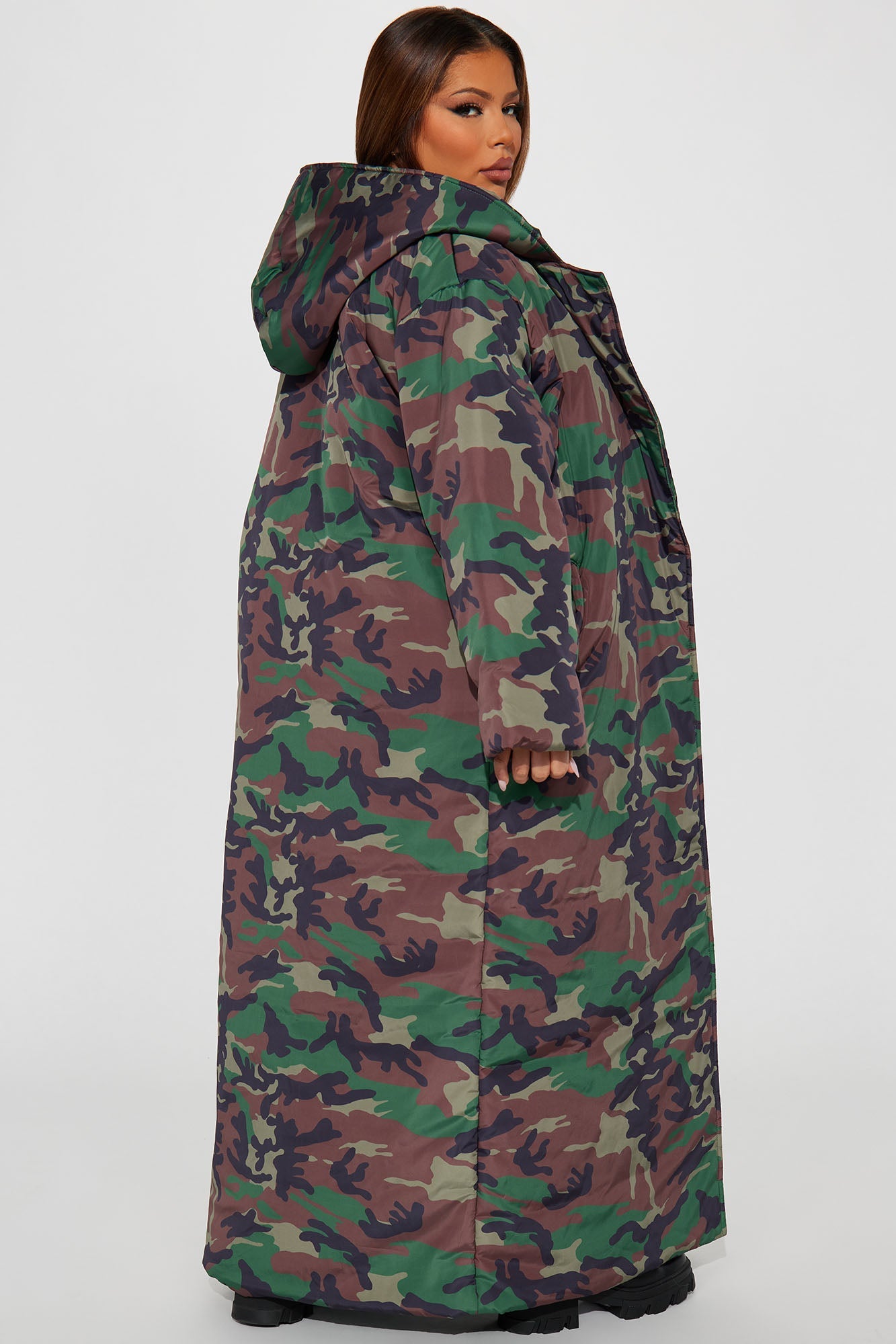 Lilith Camo Puffer Coat - Olive/combo