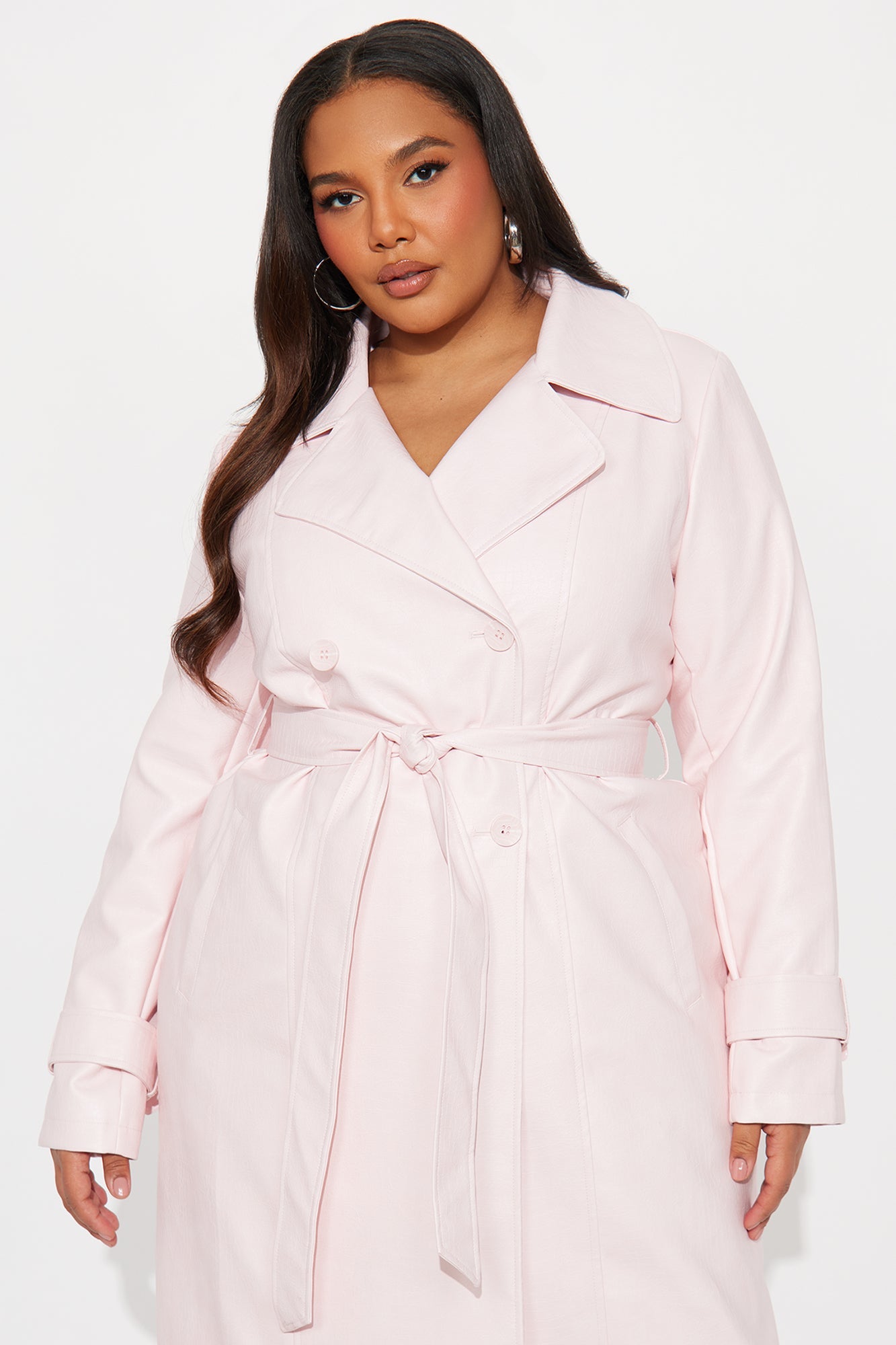 Holland Croc Embossed Trench Coat - Pink