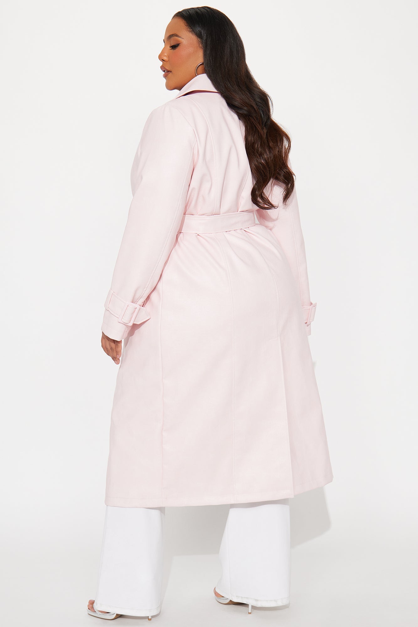 Holland Croc Embossed Trench Coat - Pink