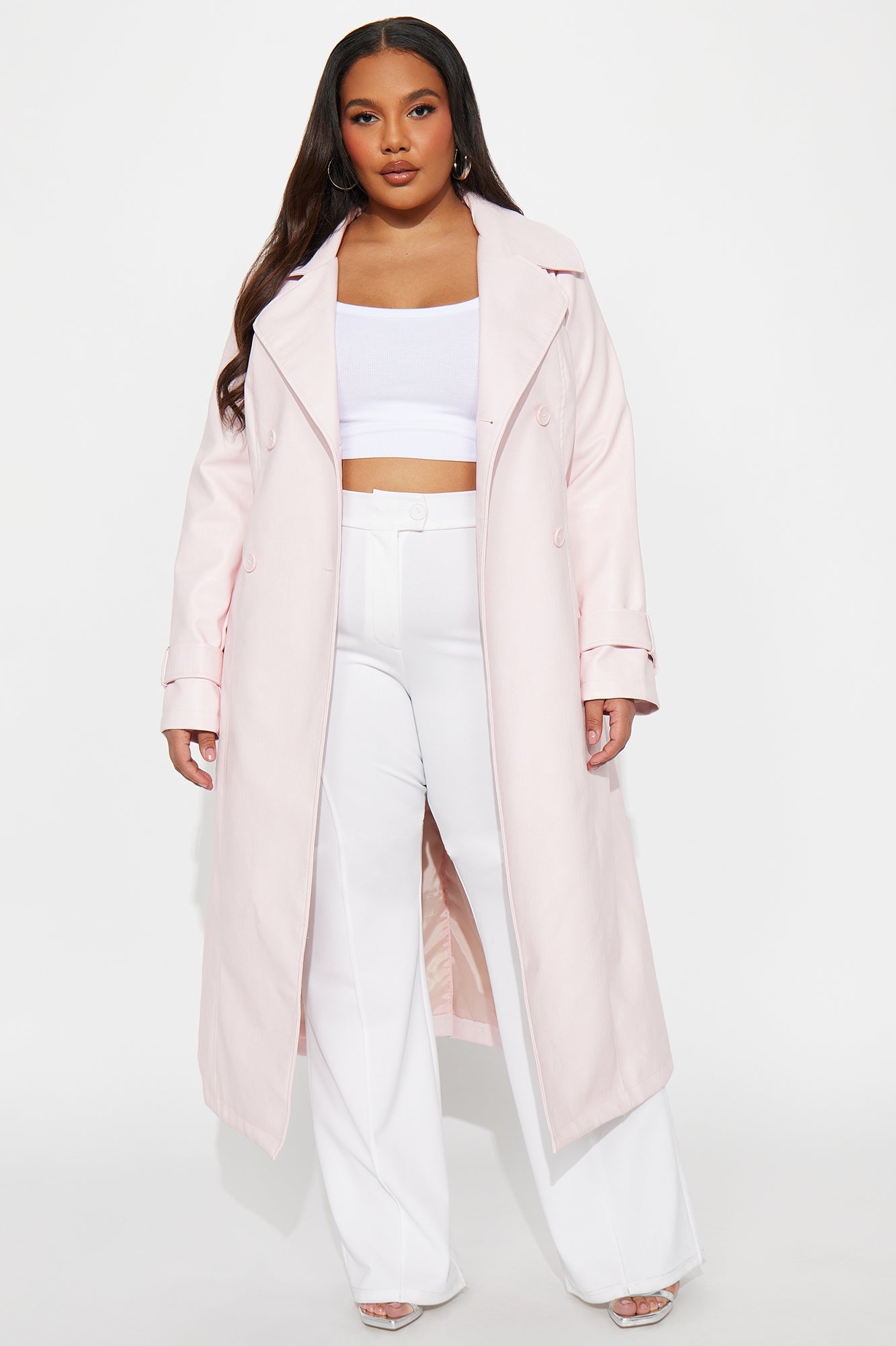 Holland Croc Embossed Trench Coat - Pink