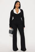 Rhea Ribbed Pant Set - Black