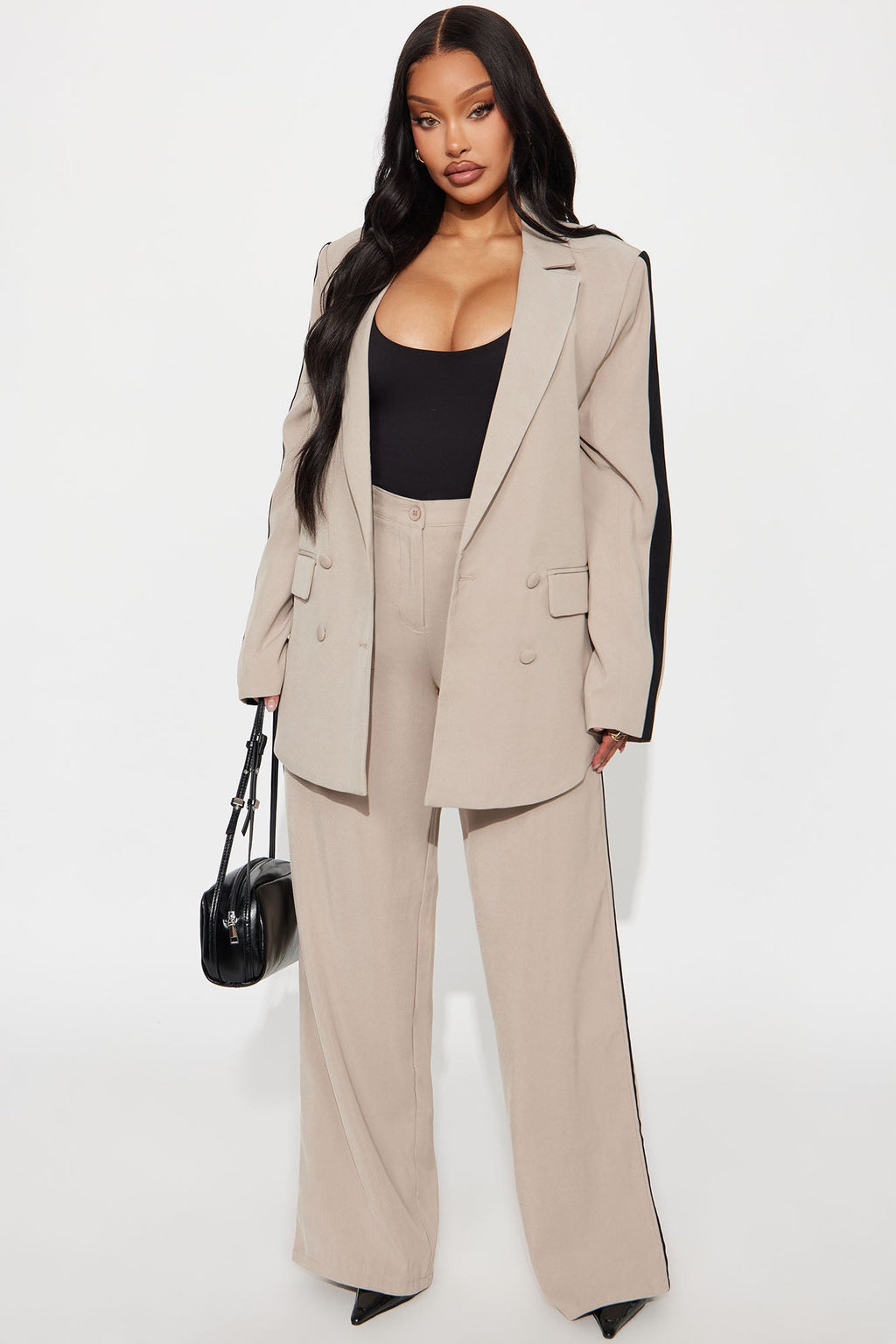 Power Ceo Blazer Pant Set - Taupe/combo