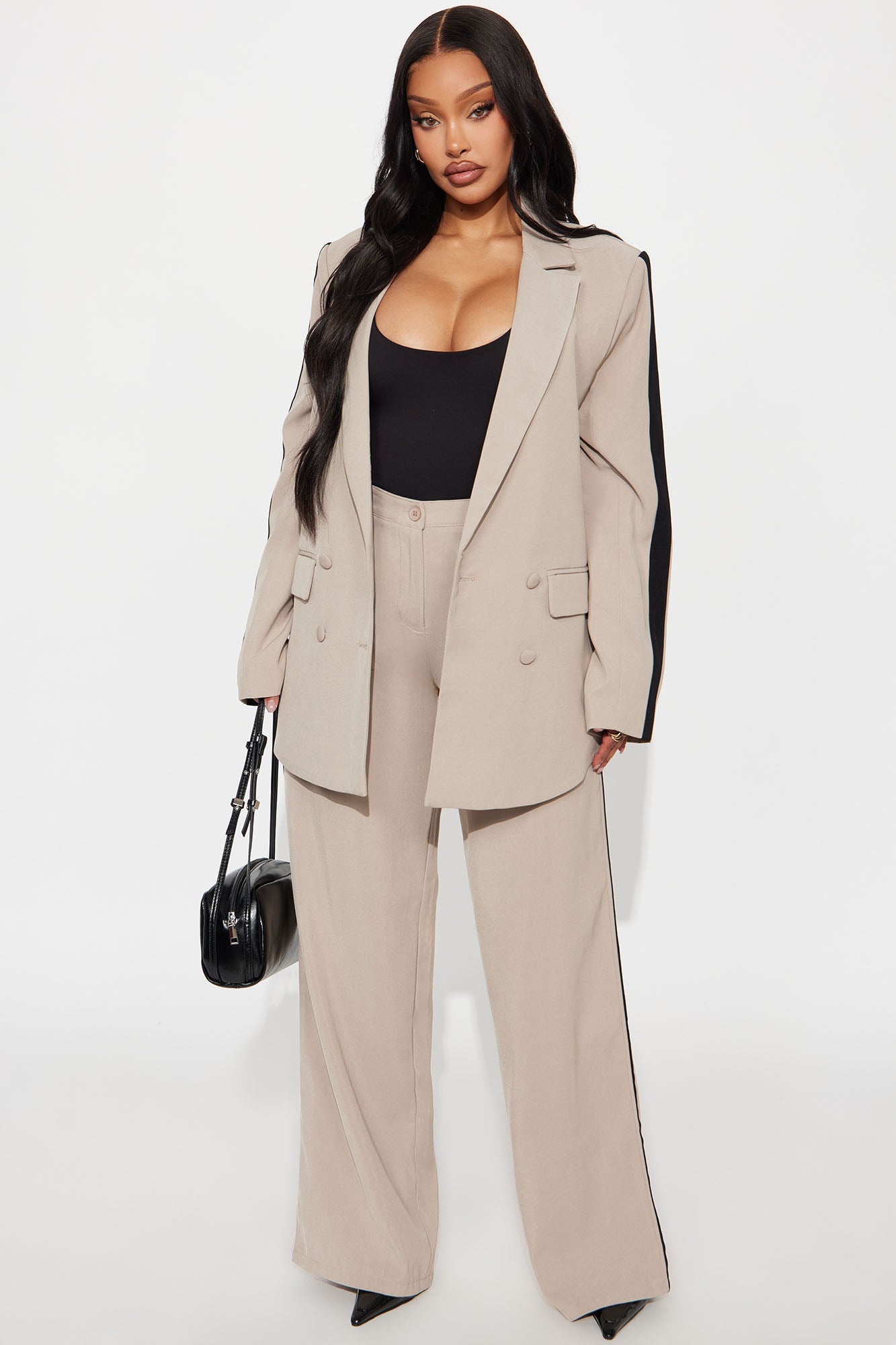 Power Ceo Blazer Pant Set - Taupe/combo