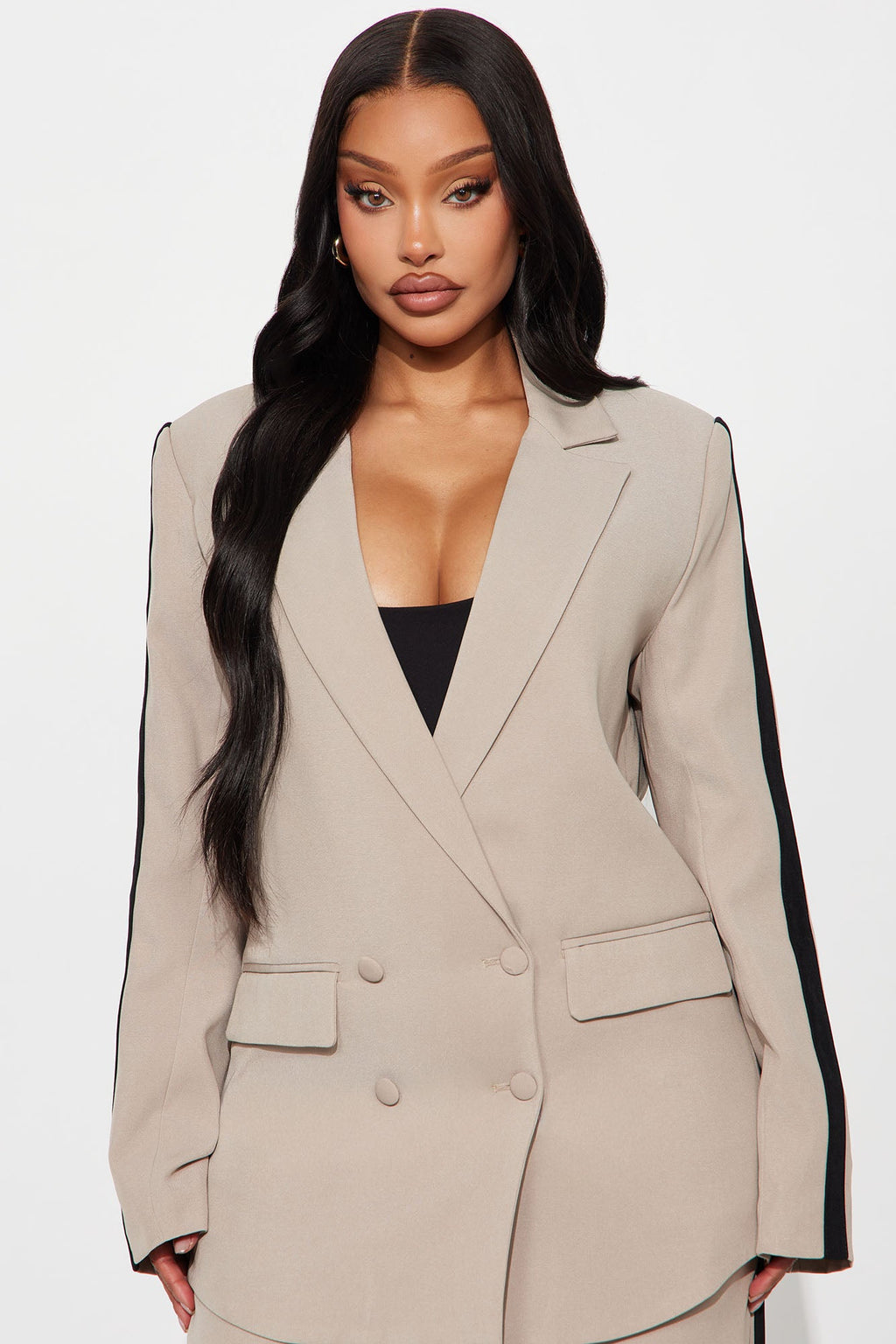Power Ceo Blazer Pant Set - Taupe/combo