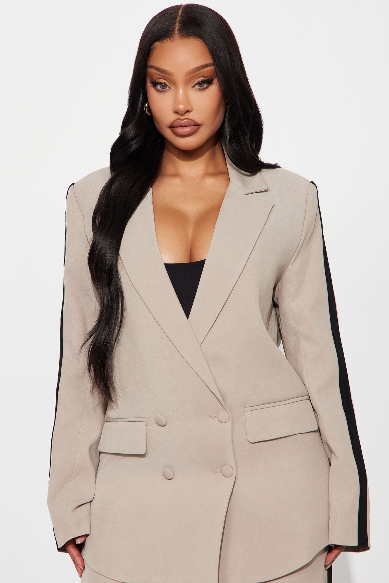Power Ceo Blazer Pant Set - Taupe/combo