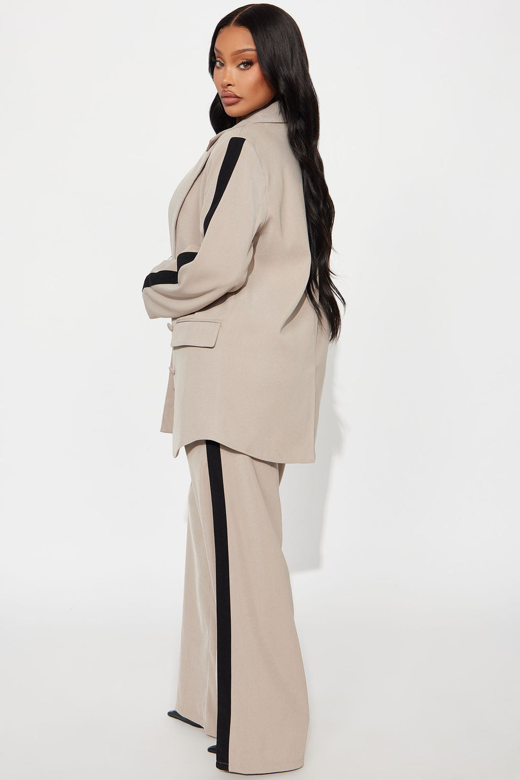 Power Ceo Blazer Pant Set - Taupe/combo