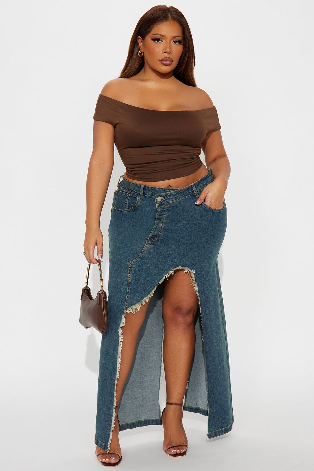 Mixed Signals Denim Maxi Skirt - Vintage Wash