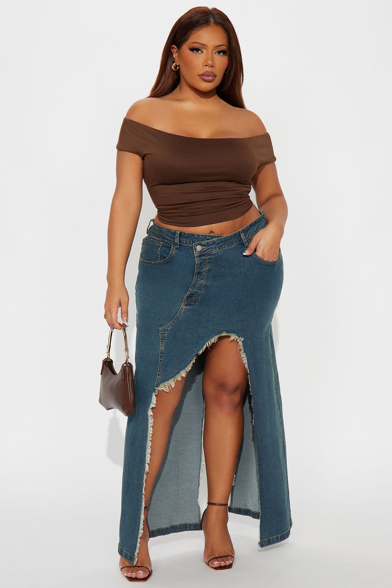 Mixed Signals Denim Maxi Skirt - Vintage Wash