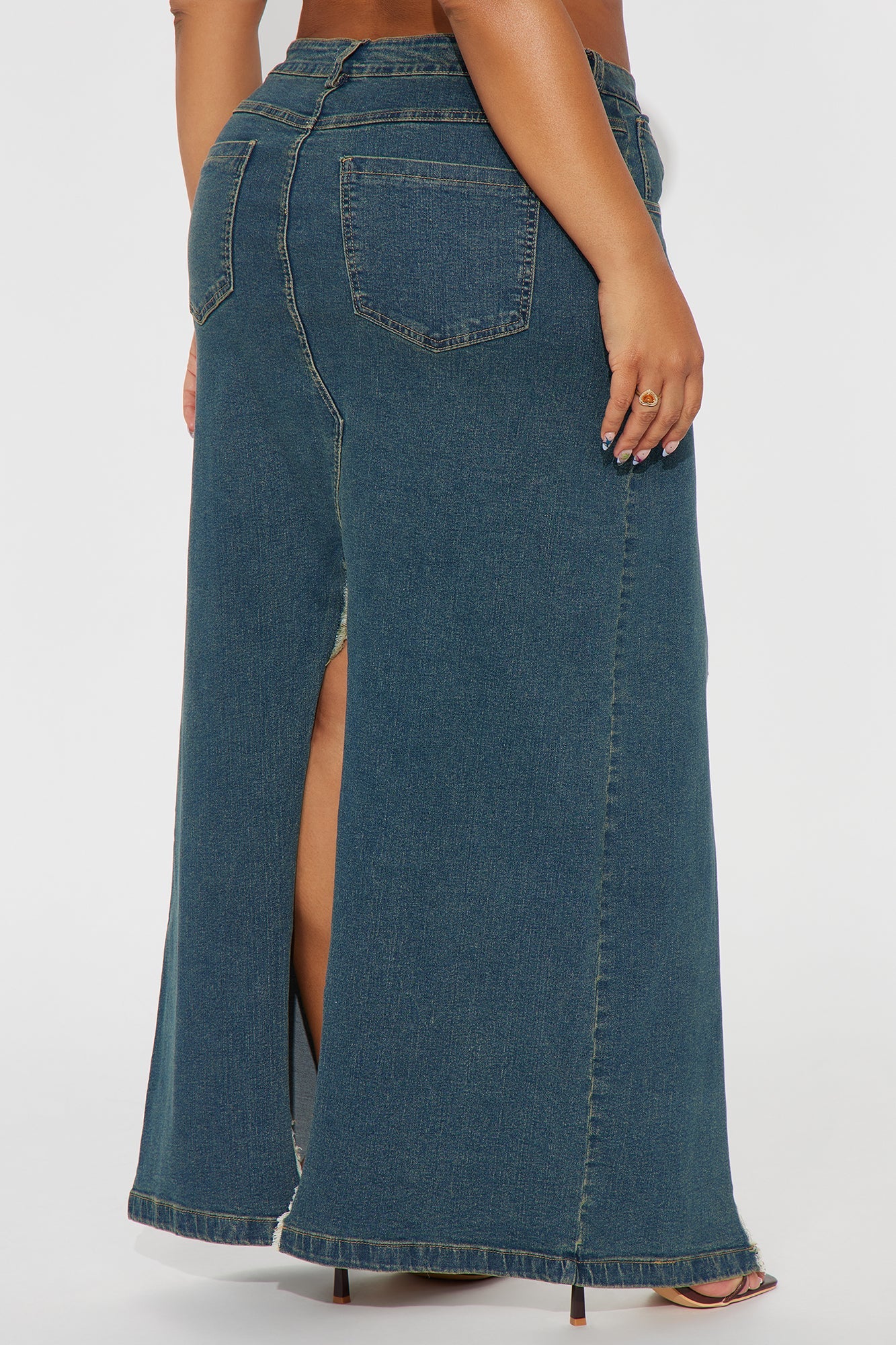Mixed Signals Denim Maxi Skirt - Vintage Wash
