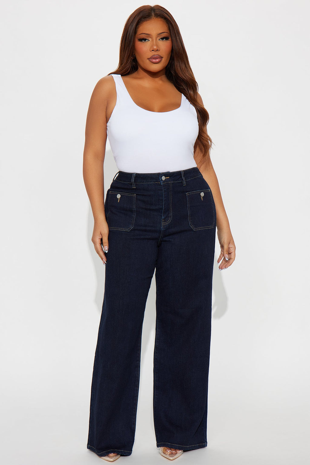 Director's Cut High Rise Loose Wide Leg Jeans - Dark Wash