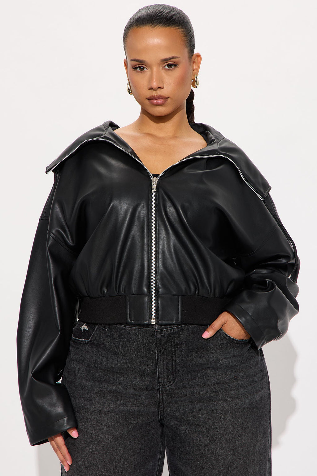 Mackenzie Faux Leather Jacket - Black