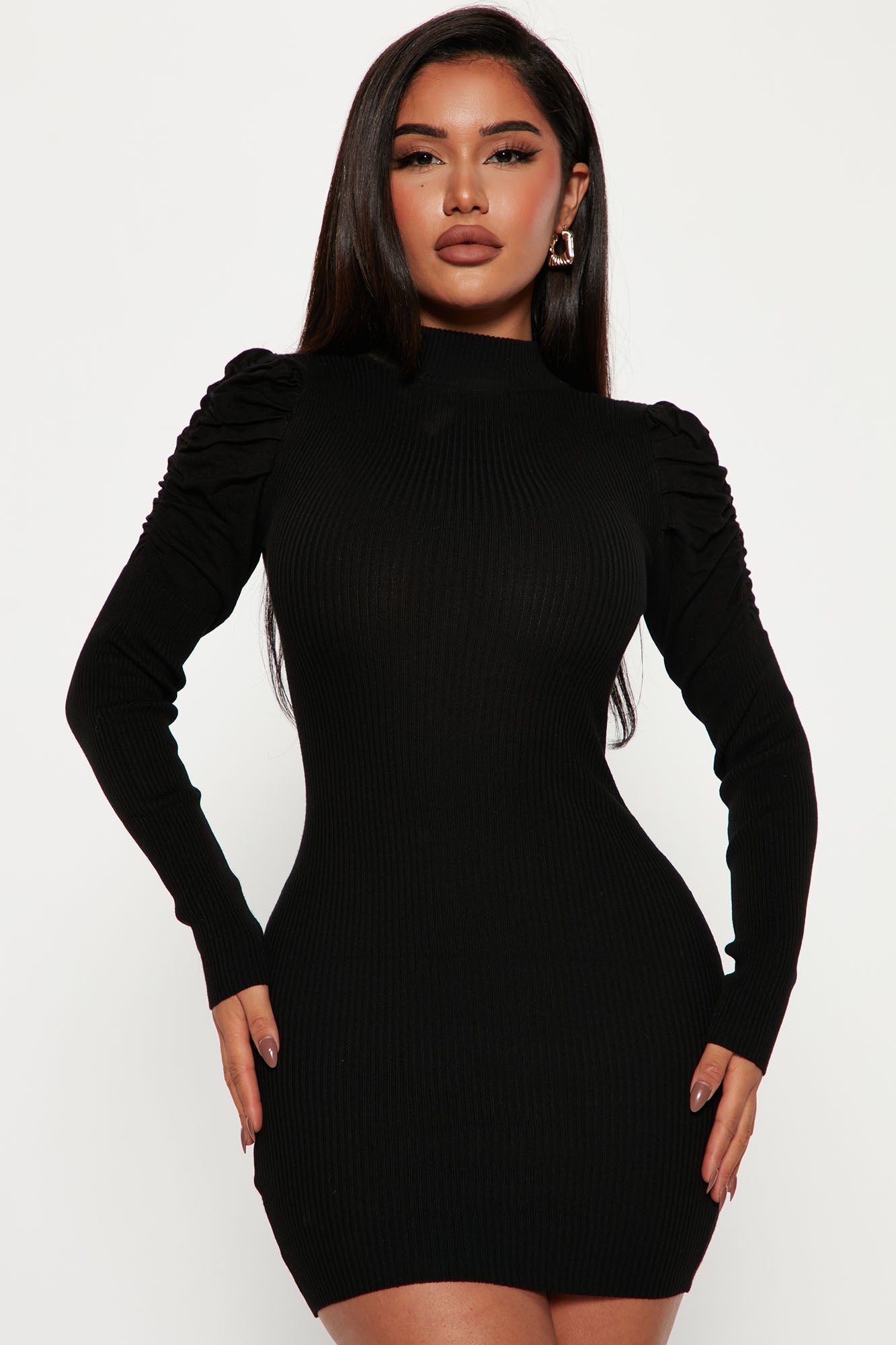 I Want More Sweater Mini Dress - Black