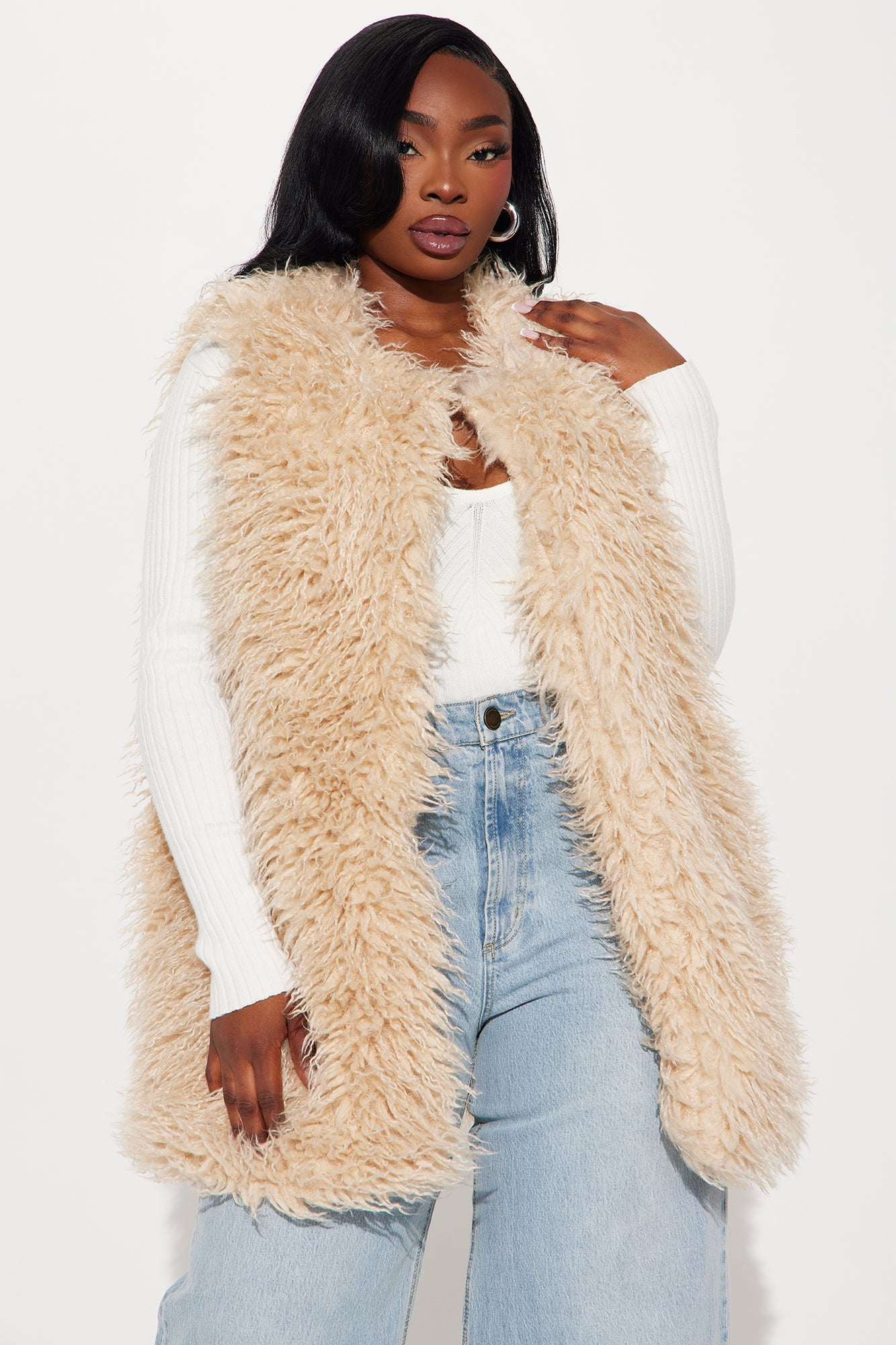 Sydney Faux Fur Vest - Tan