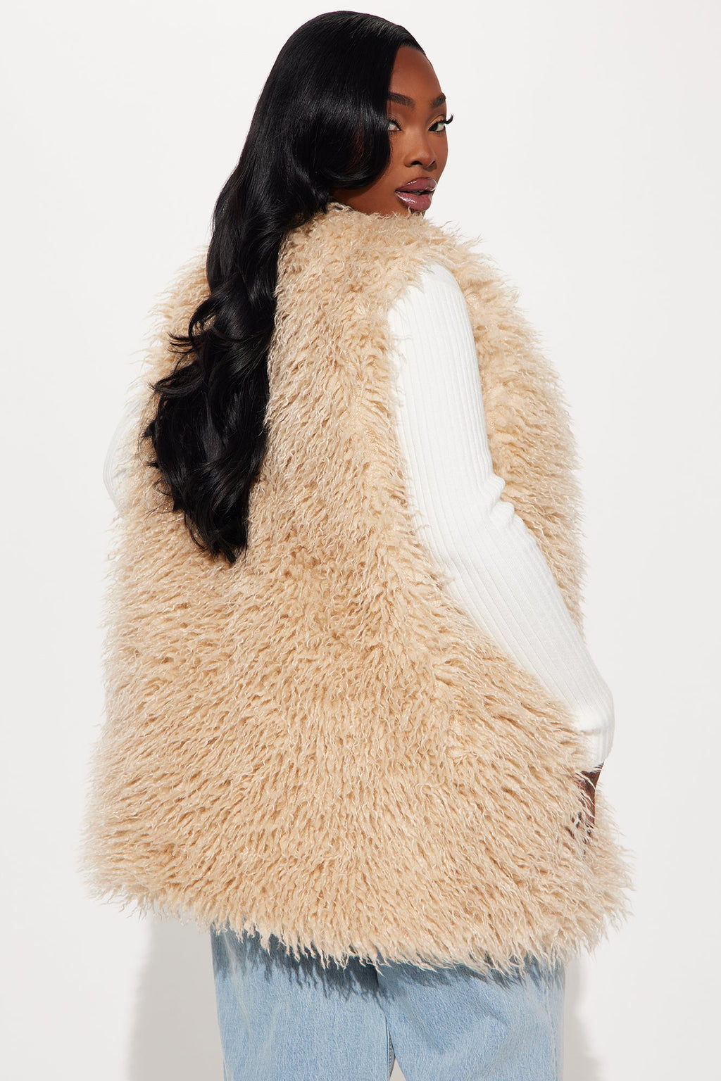 Sydney Faux Fur Vest - Tan
