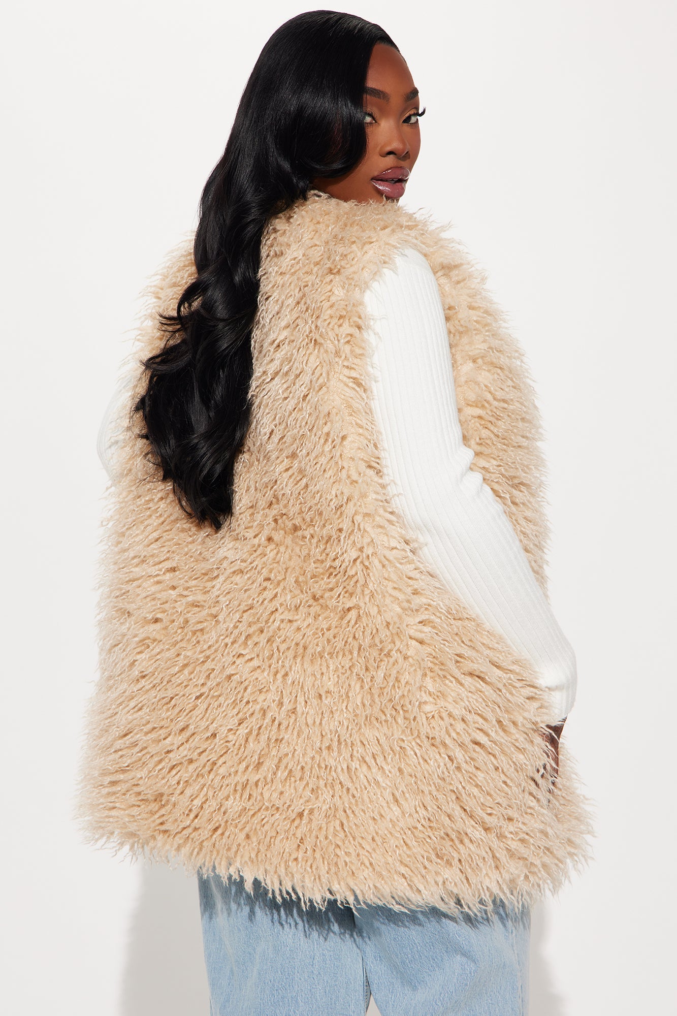 Sydney Faux Fur Vest - Tan