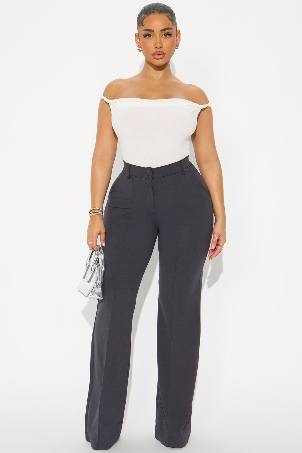 Tall Heidi Wide Leg Trouser Pant - Charcoal