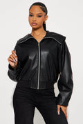 Mackenzie Faux Leather Jacket - Black
