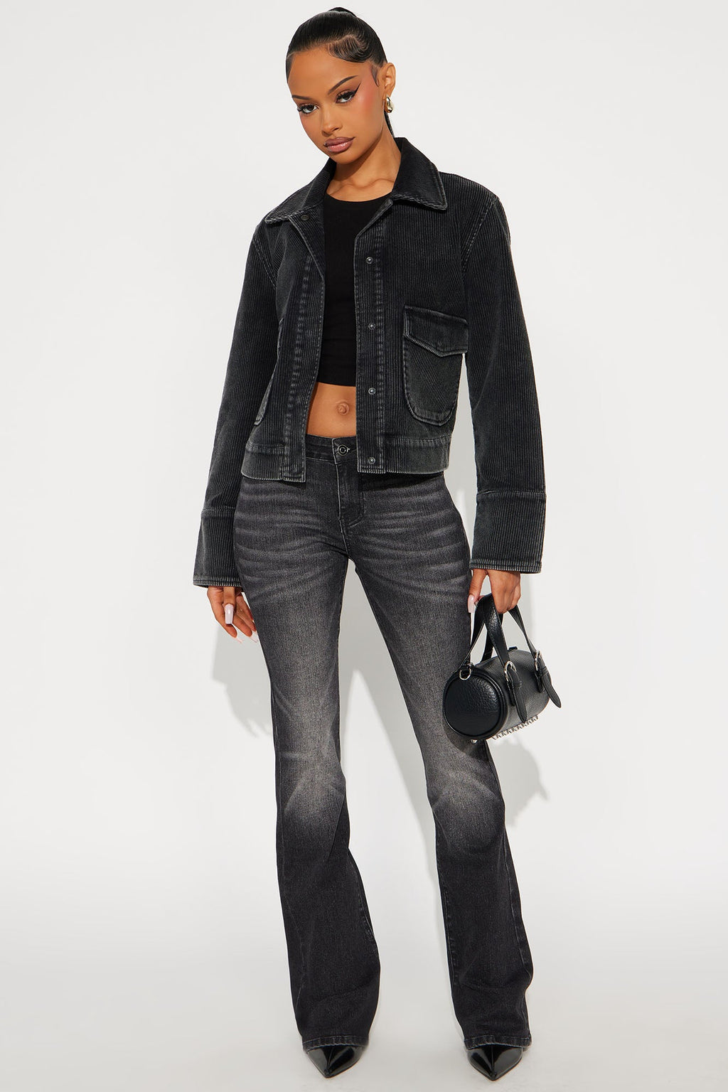 Rustic Charm Corduroy Jacket - Black