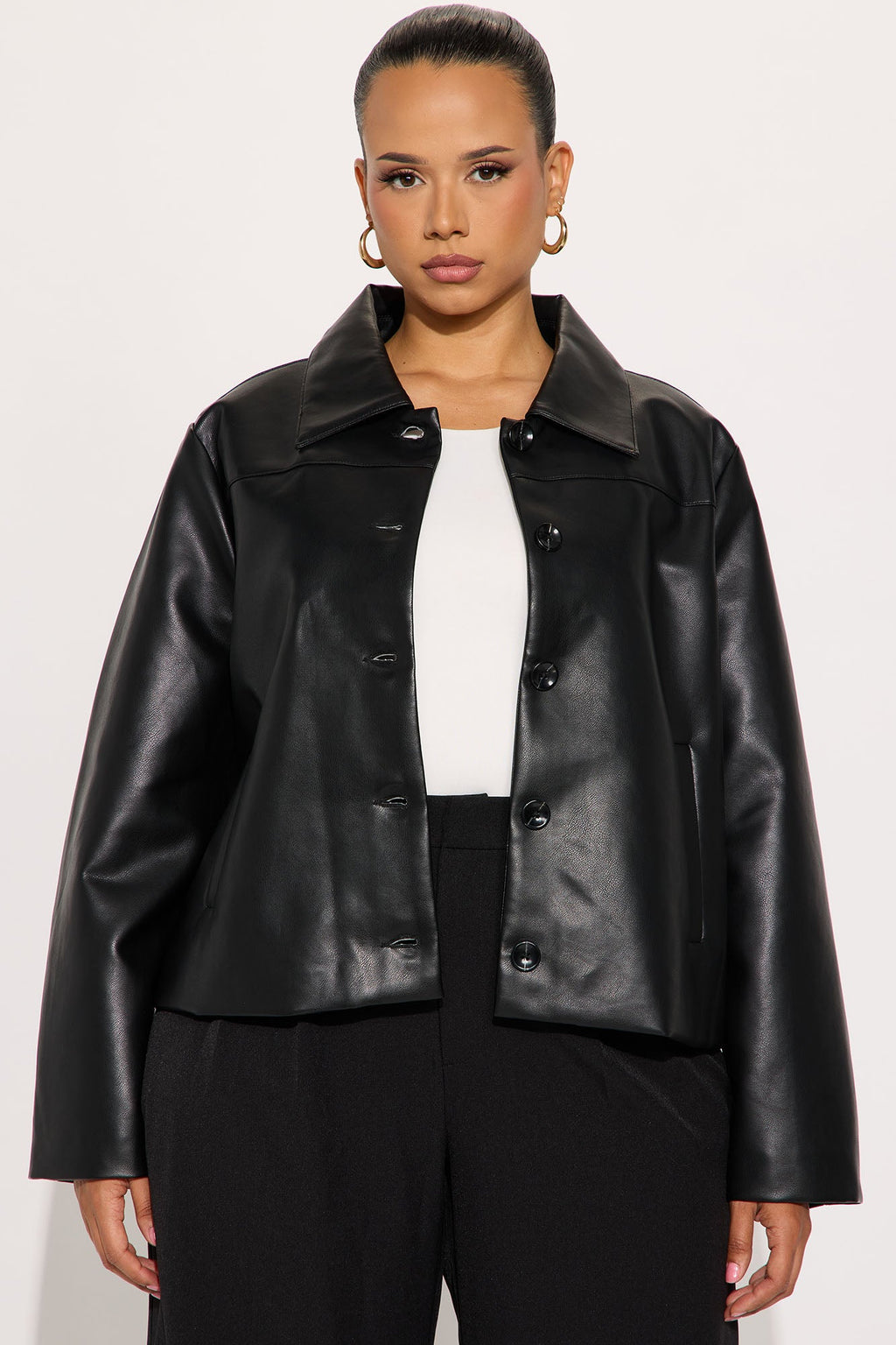 Jordan Faux Leather Jacket - Black