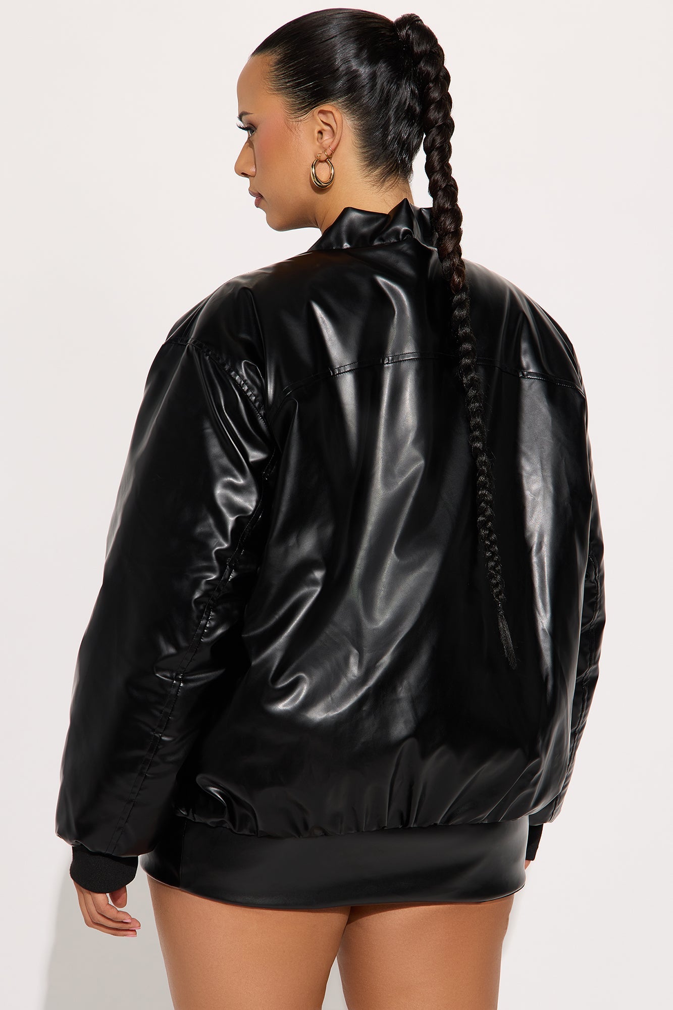 Gwen Faux Leather Puffer - Black