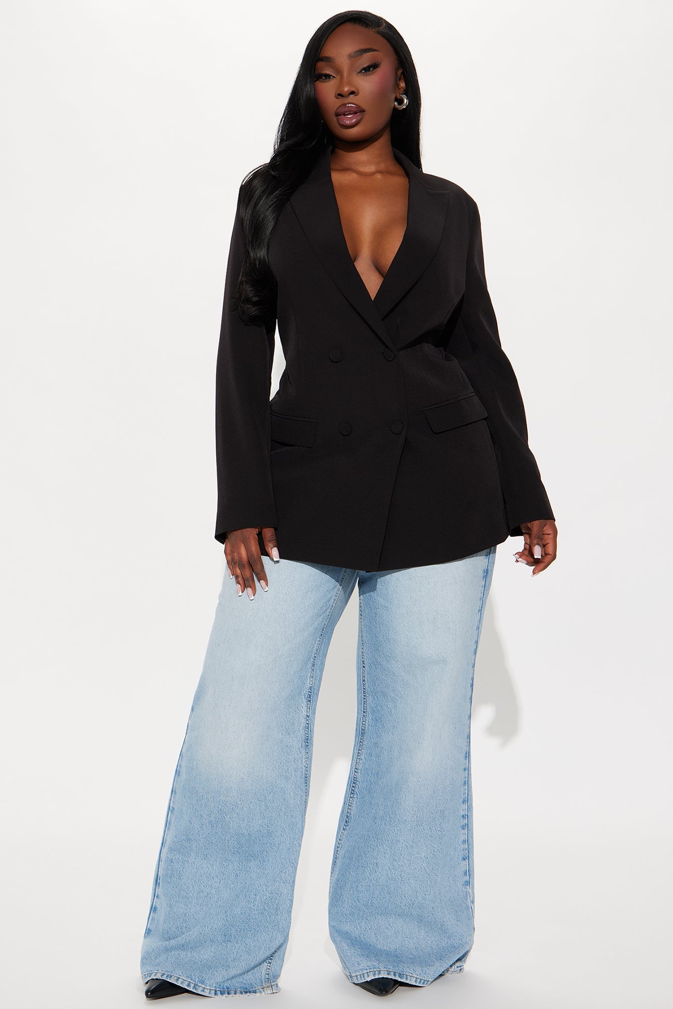 Khloe Lace Up Blazer - Black