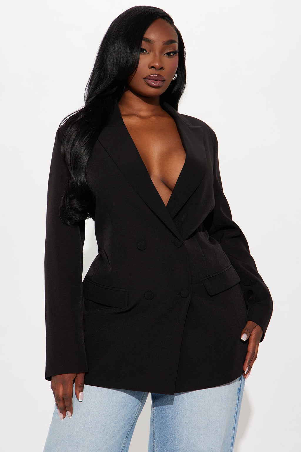 Khloe Lace Up Blazer - Black