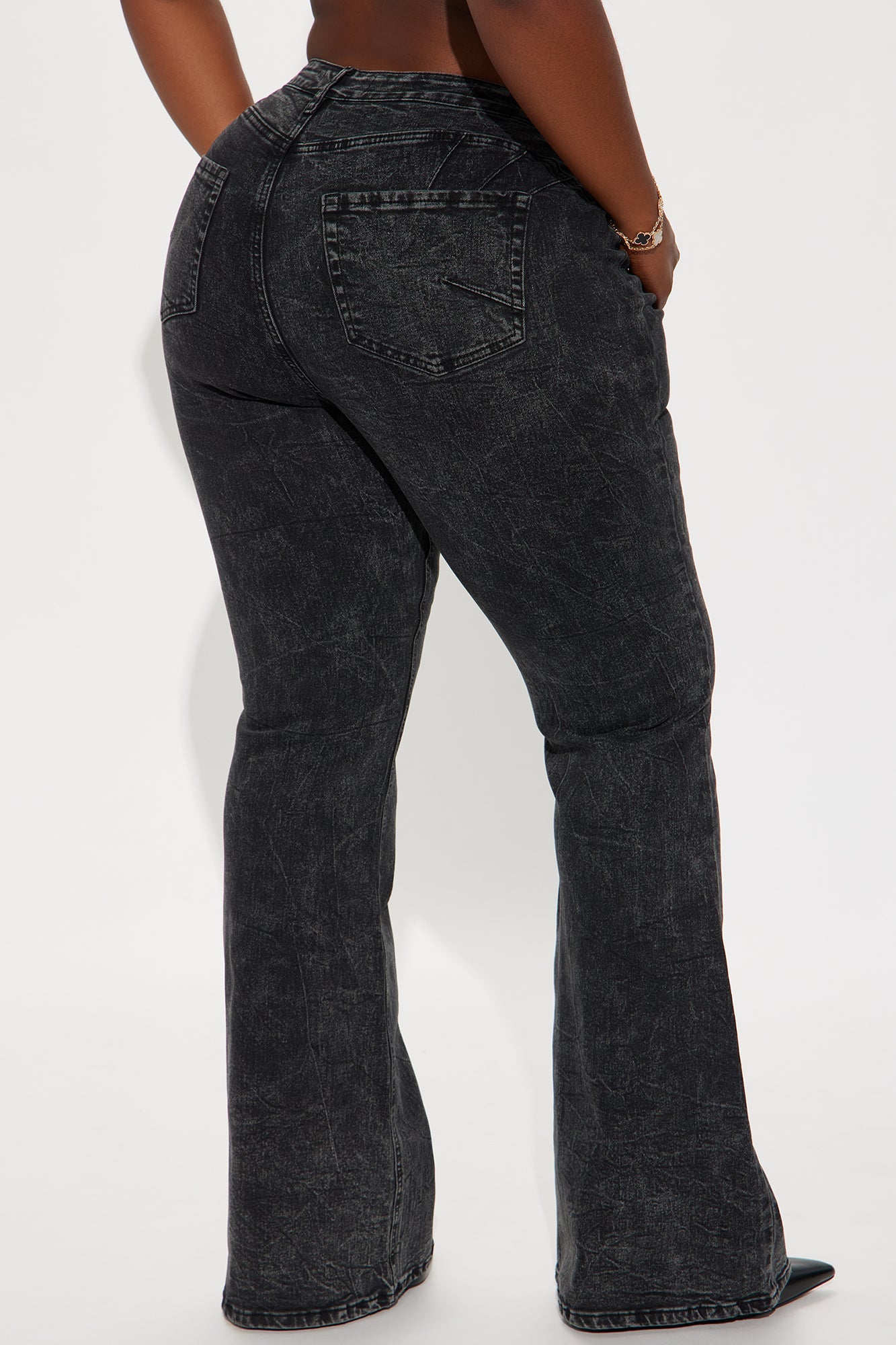 Audrey Booty Lifting Stretch Flare Jeans - Acid Wash Black