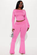 Shayna Off Shoulder Pant Set - Pink