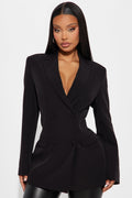 Khloe Lace Up Blazer - Black