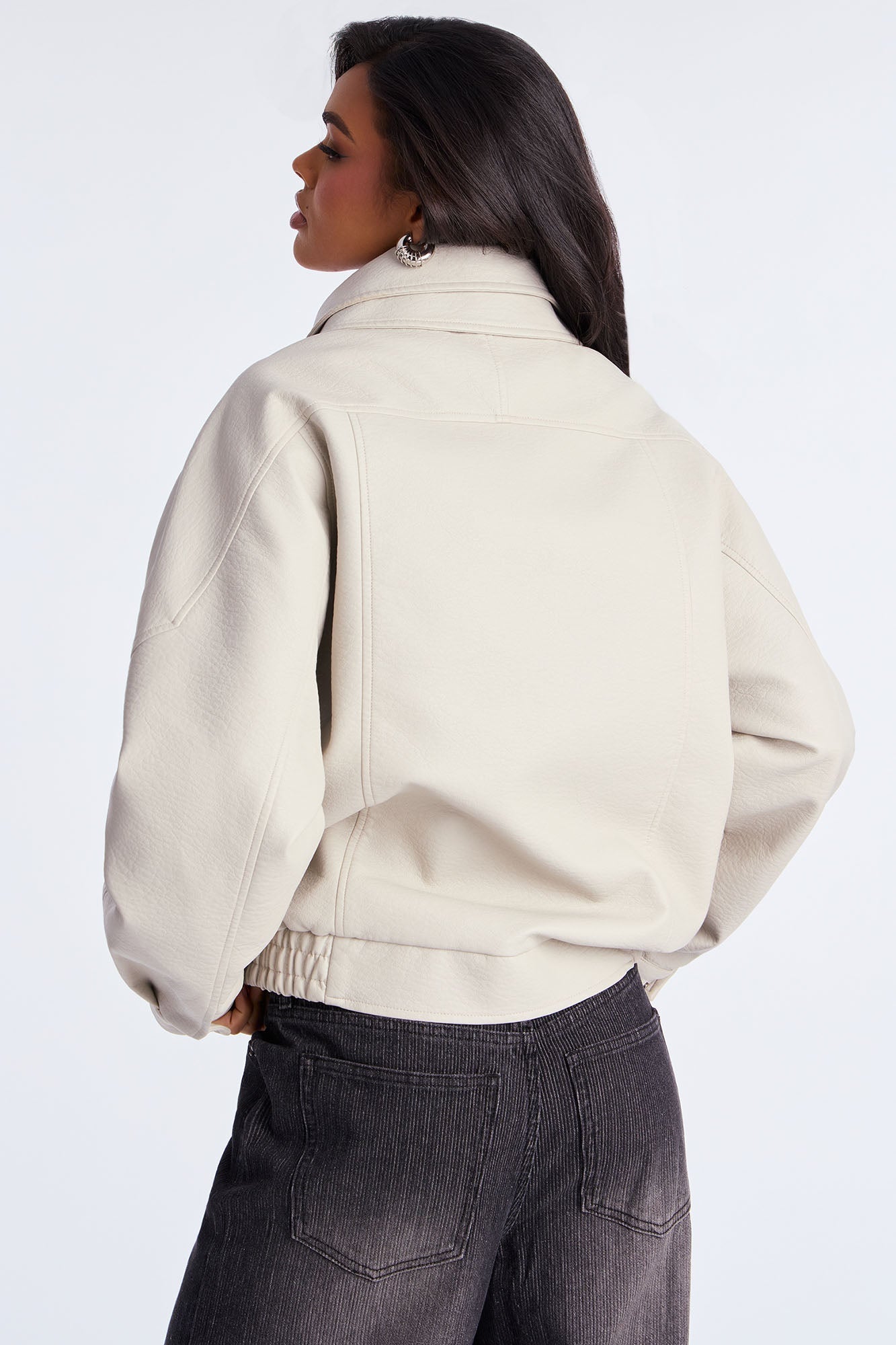 Harlem Faux Leather Moto Jacket - Stone