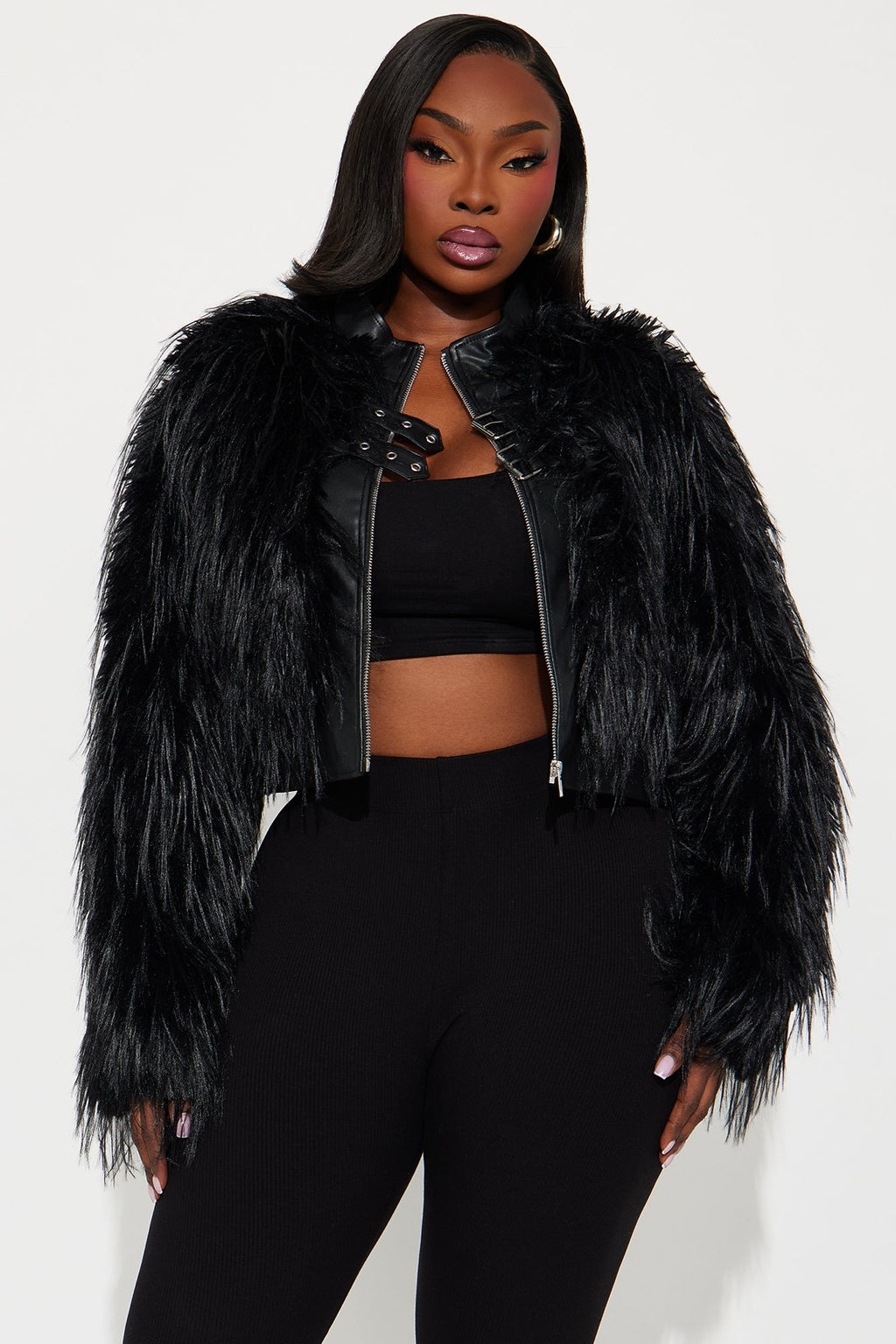 Bad Habits Faux Fur Jacket - Black