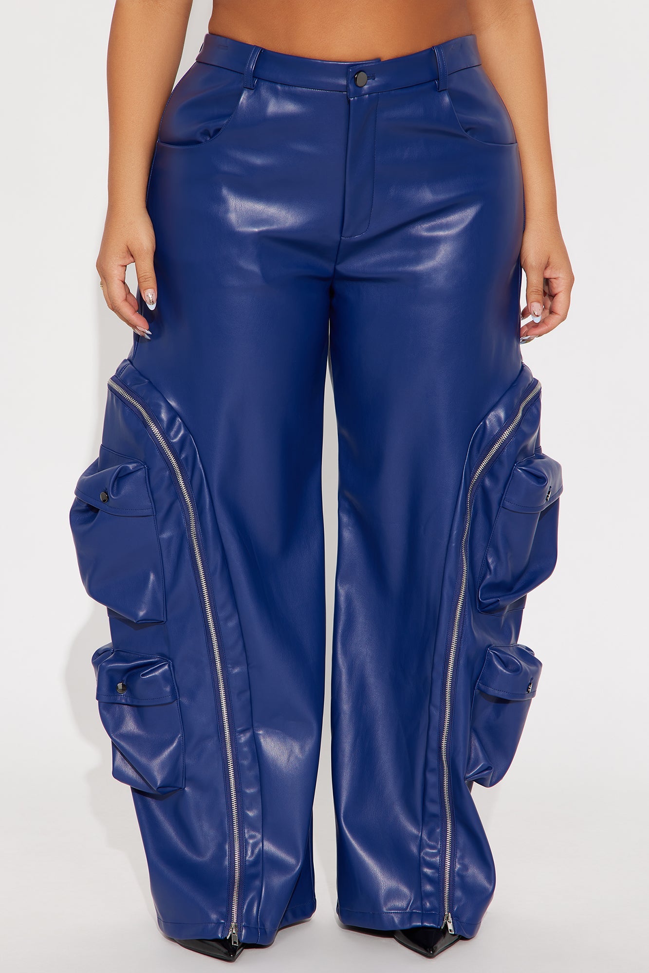 Barely Holdin' On Faux Leather Pant - Navy