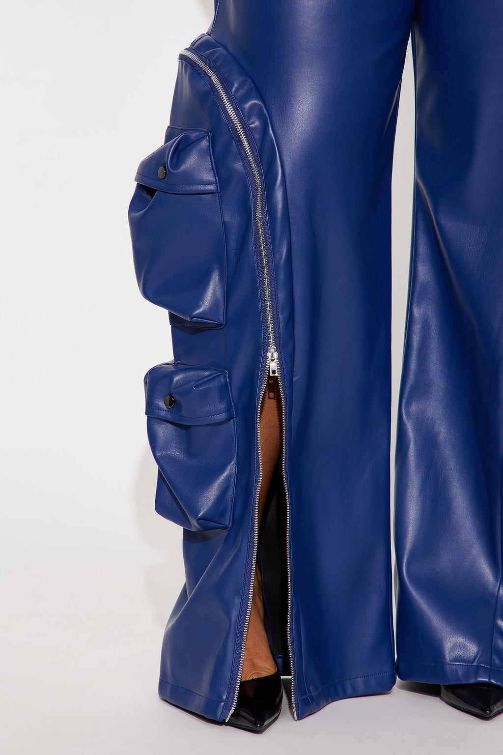 Barely Holdin' On Faux Leather Pant - Navy