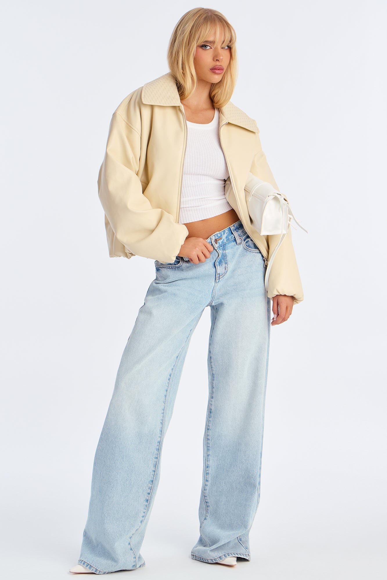 Haylee Faux Leather Bomber Jacket - Butter Yellow