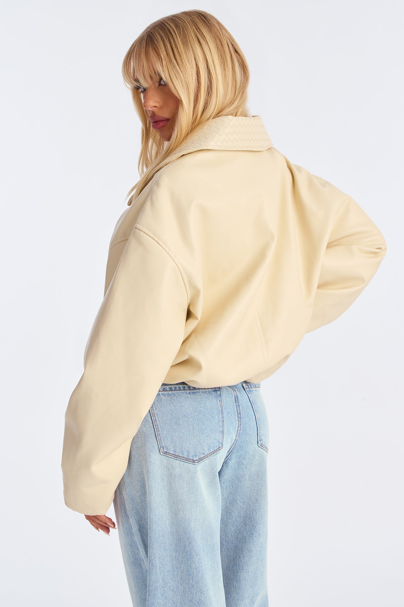 Haylee Faux Leather Bomber Jacket - Butter Yellow