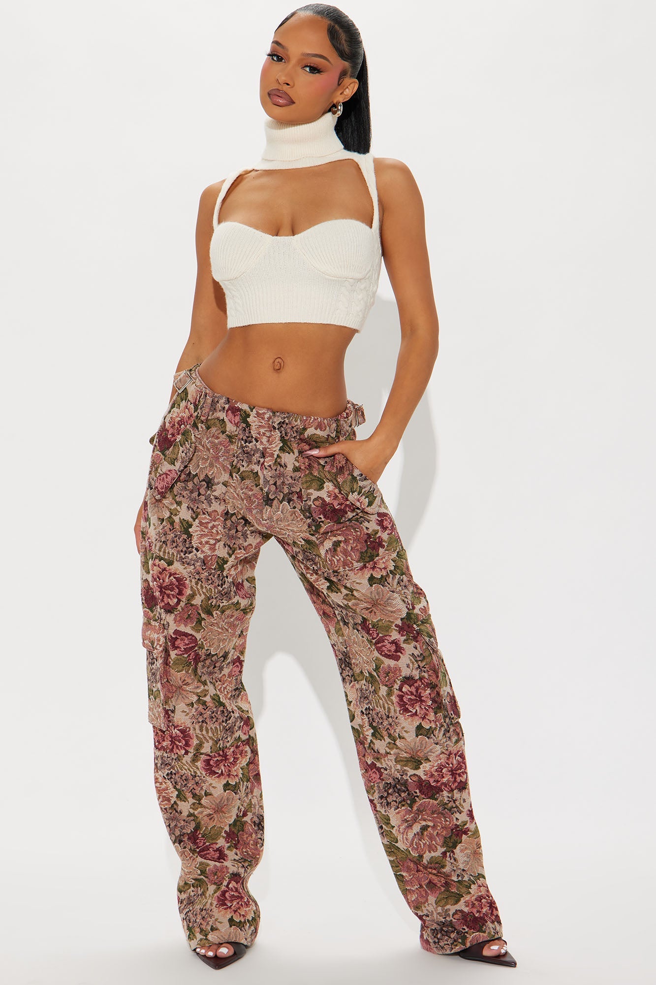 Expensive Taste Jacquard Cargo Pant - Mauve/combo