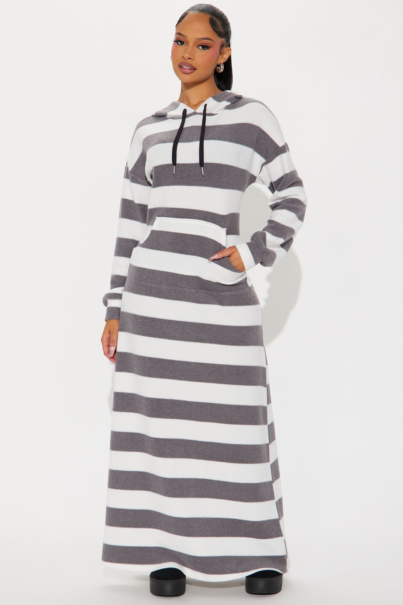 Sabrina Striped Maxi Dress - Heather Grey
