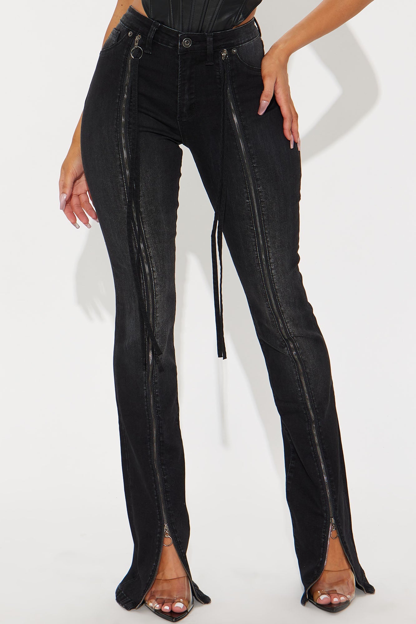 Tall Not So Basic Stretch Zipper  Bootcut Jeans - Black