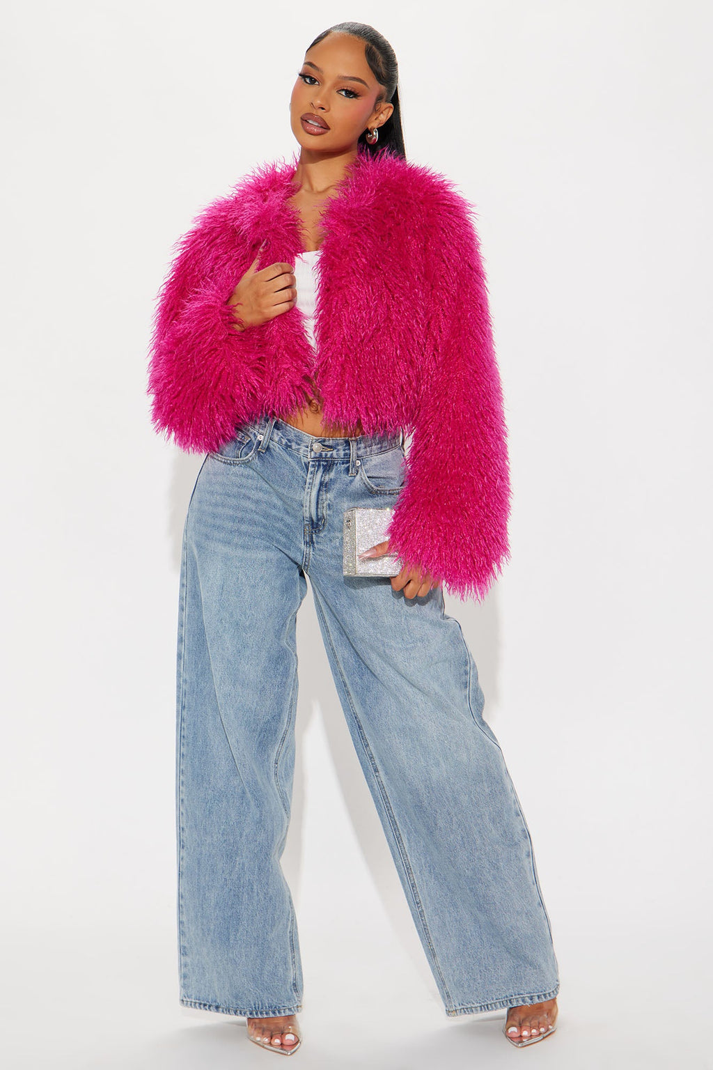 Sydney Faux Fur Coat - Fuchsia