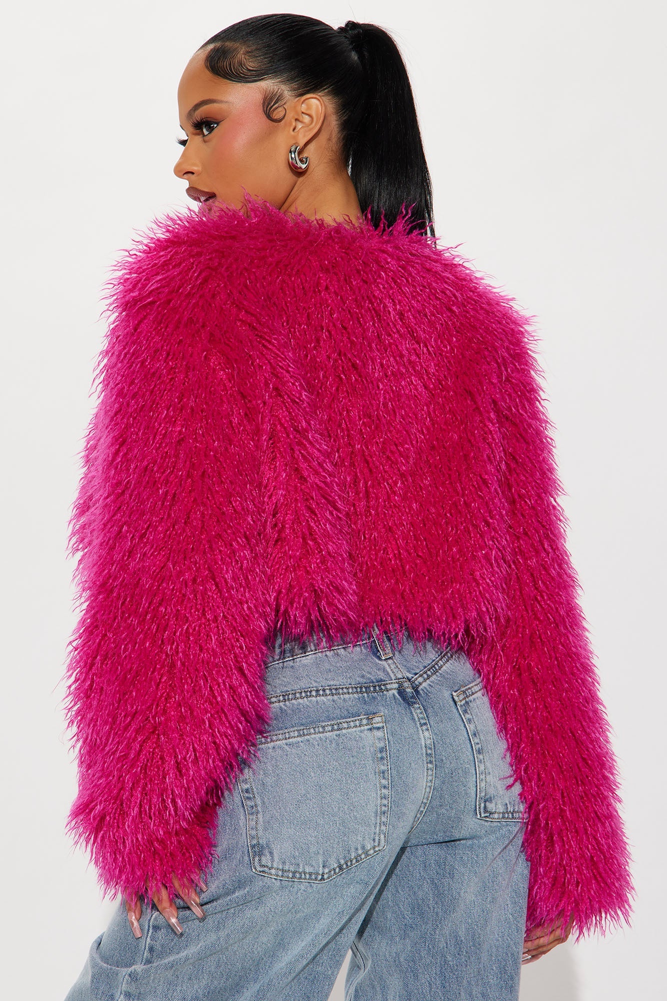 Sydney Faux Fur Coat - Fuchsia