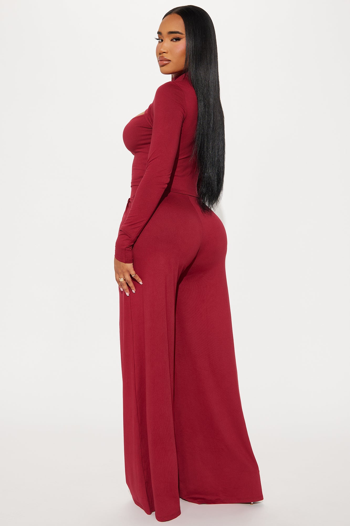 Choosing You Wide Leg Pant Set - Burgundy