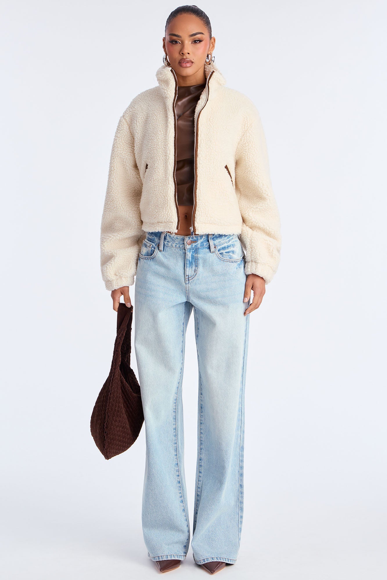 Cozy Cove Faux Sherpa Coat - Cream/combo