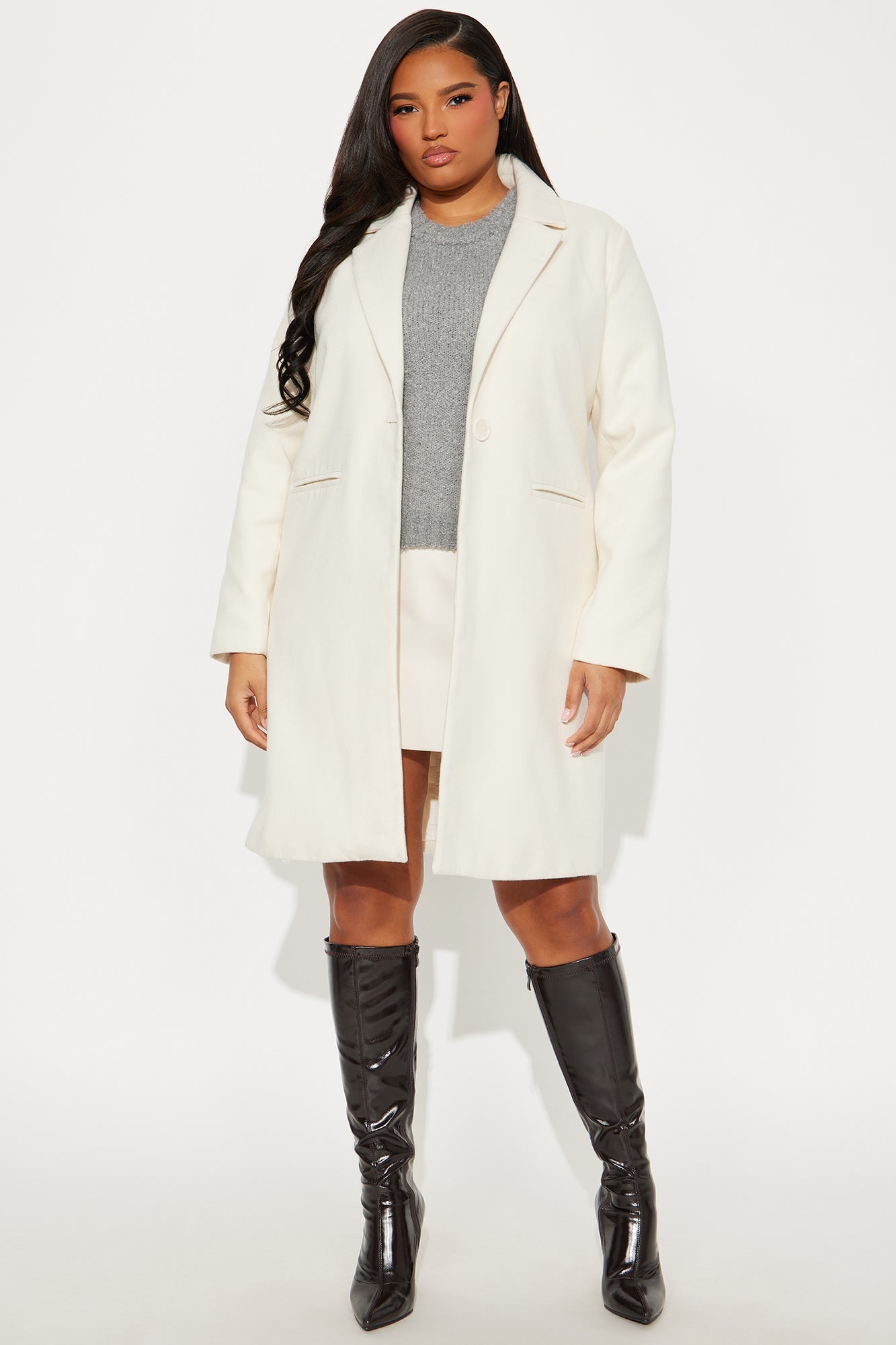 City Chic Coat - Ivory
