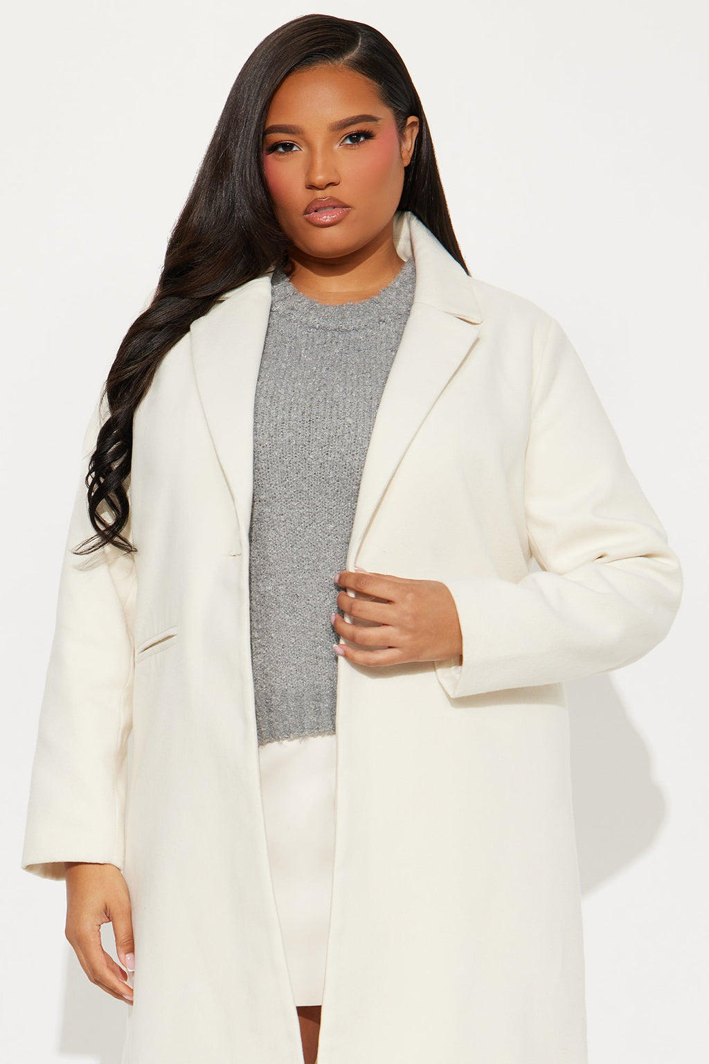 City Chic Coat - Ivory