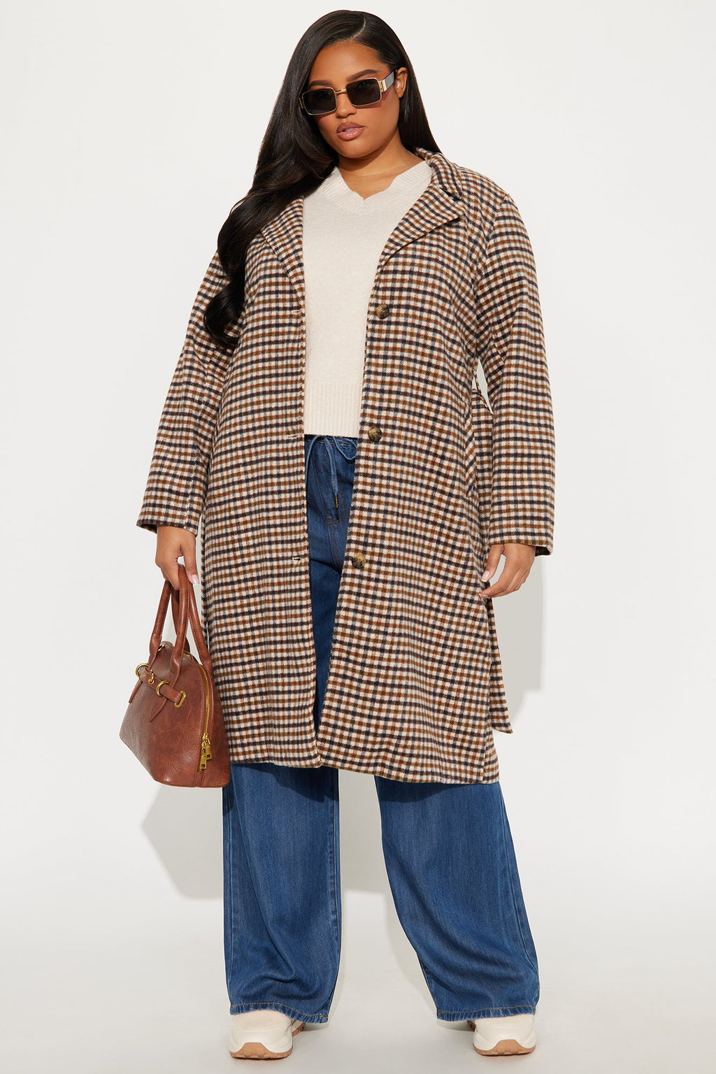 Dana Plaid Wool Trench - Tan/Multi