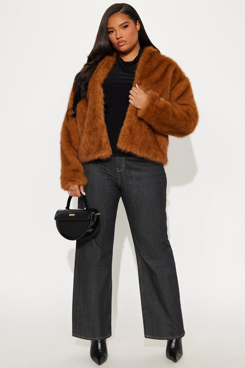 Helena Faux Fur Coat - Cognac