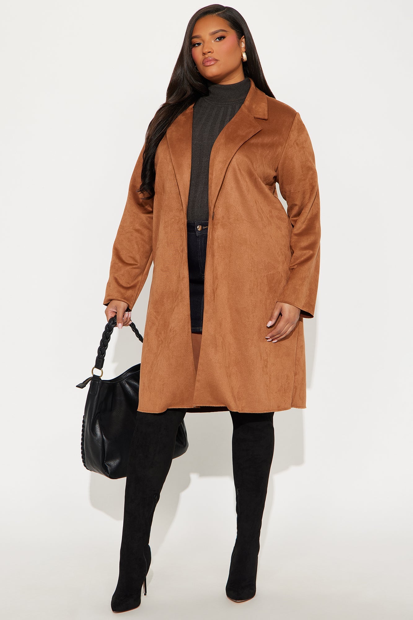 Taylor Faux Suede Trench - Camel