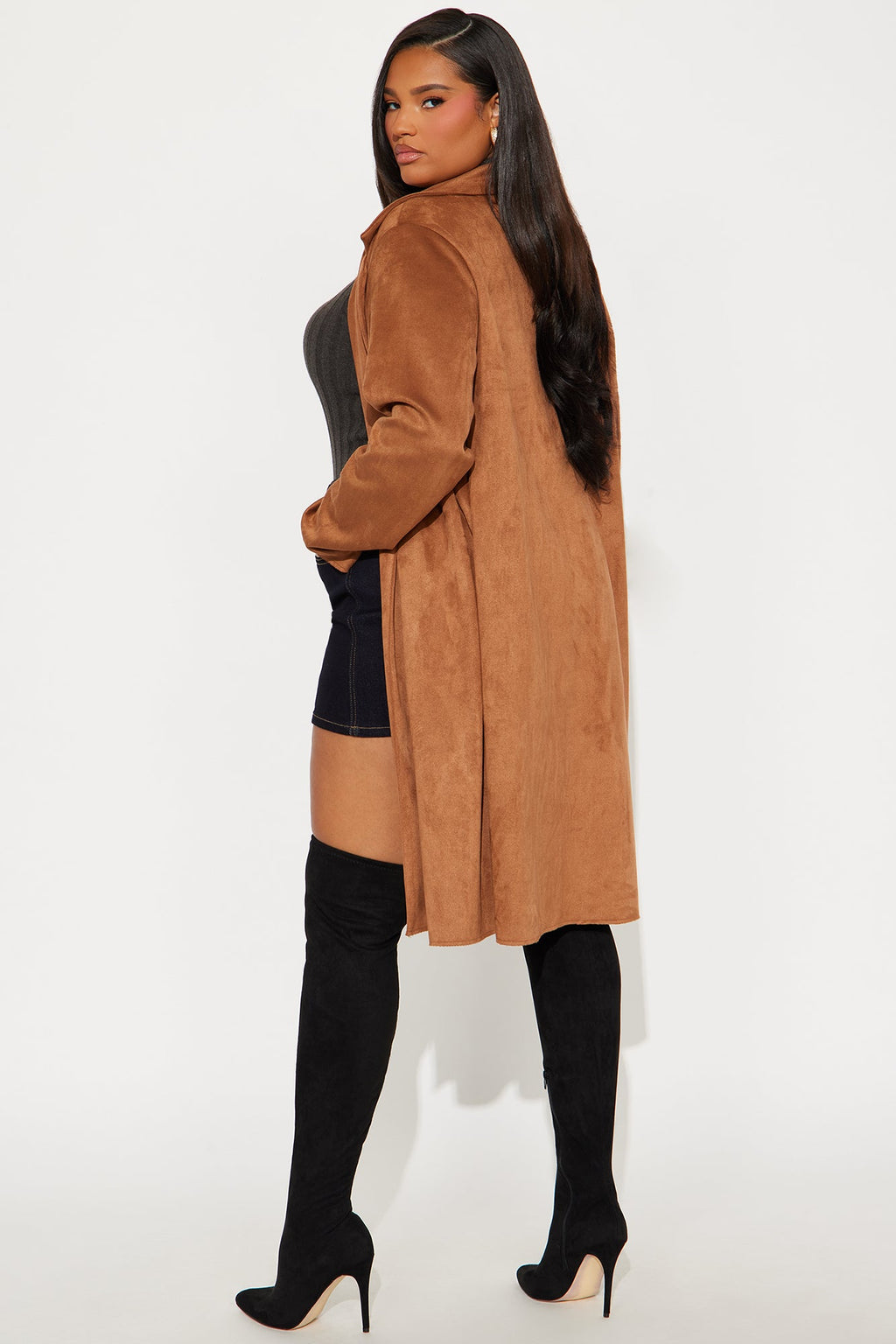 Taylor Faux Suede Trench - Camel