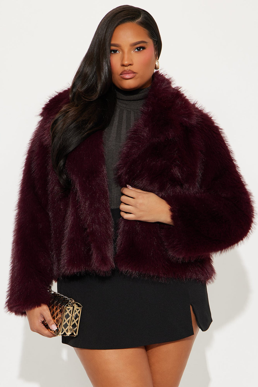 Kennedy Faux Fur Coat - DarkRed