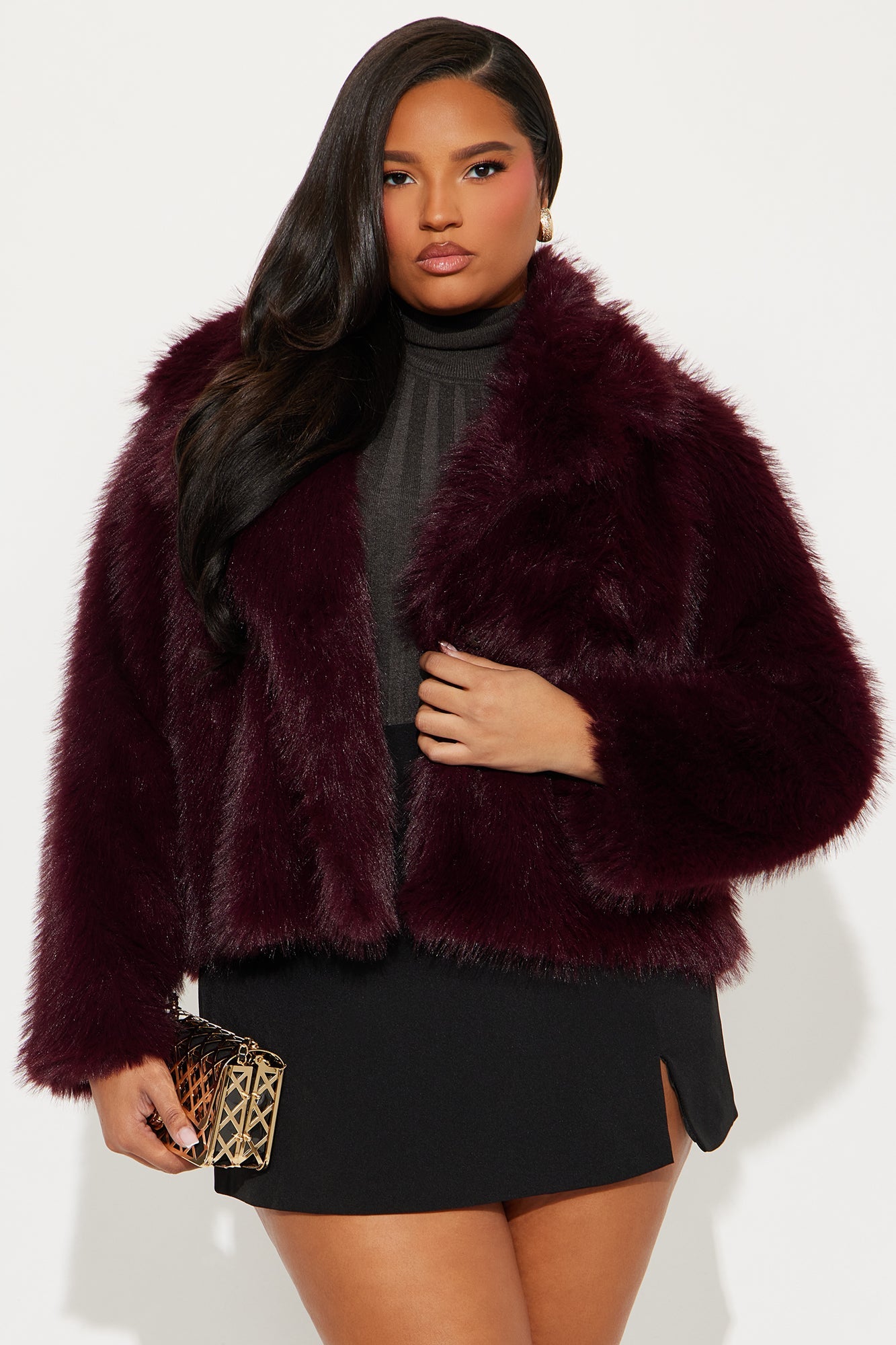 Kennedy Faux Fur Coat - DarkRed